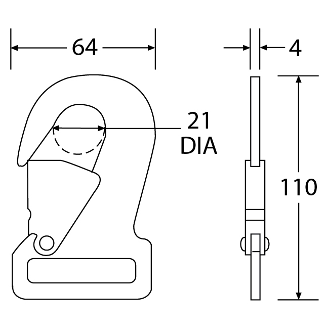 FSH4525 - Flat Snap Hook - Diagram