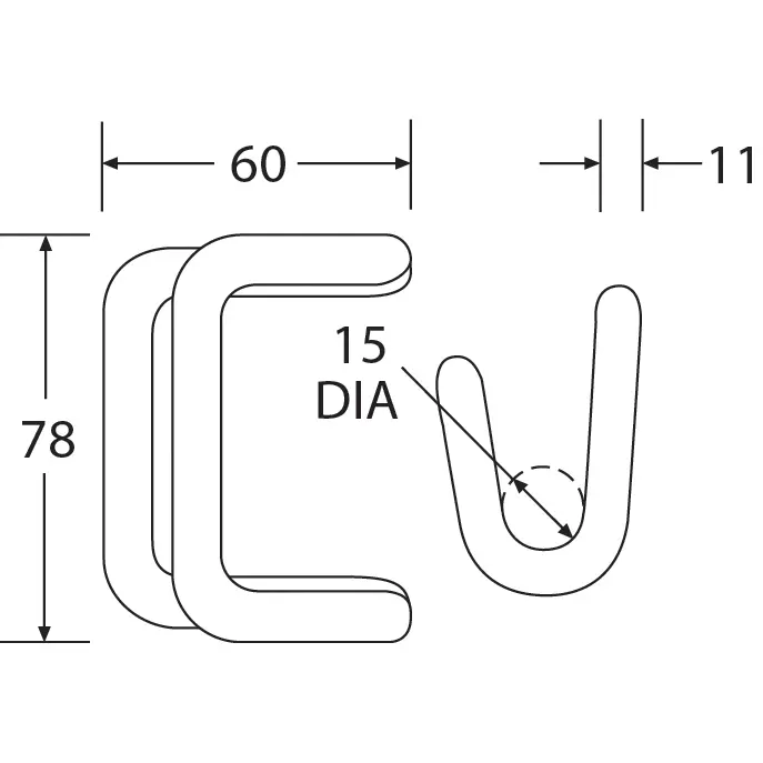 HDR5050C - 50mm, 5000kg Closed Rave Hook - Diagram