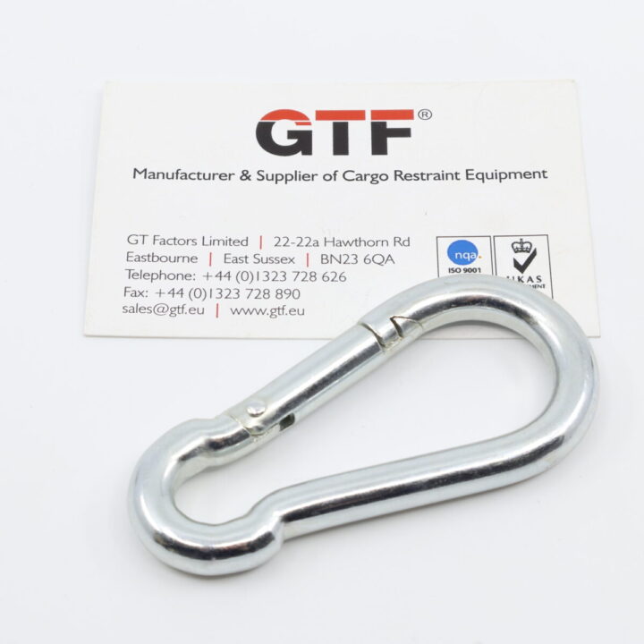 CH0005EG - 500kg Carabiner Spring Snap Hook - with Business Card for Scale