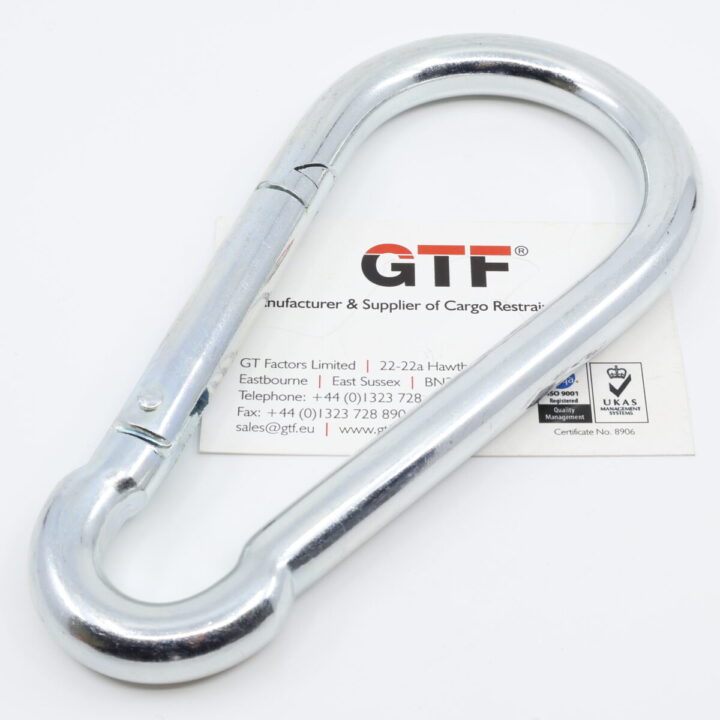 CH0016EG - 1600kg Carabiner Spring Snap Hook - with Business Card for Scale