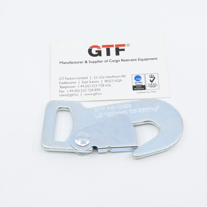 FSH2525 - 25mm, 2500kg Flat Snap Hook - with Business Card for Scale