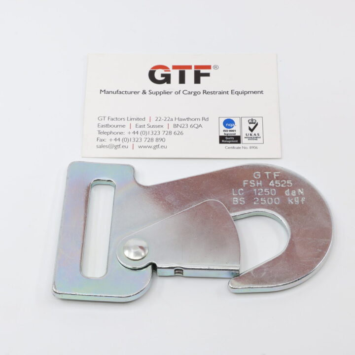 FSH4525 - 45mm, 2500kg Flat Snap Hook - with Business Card for Scale