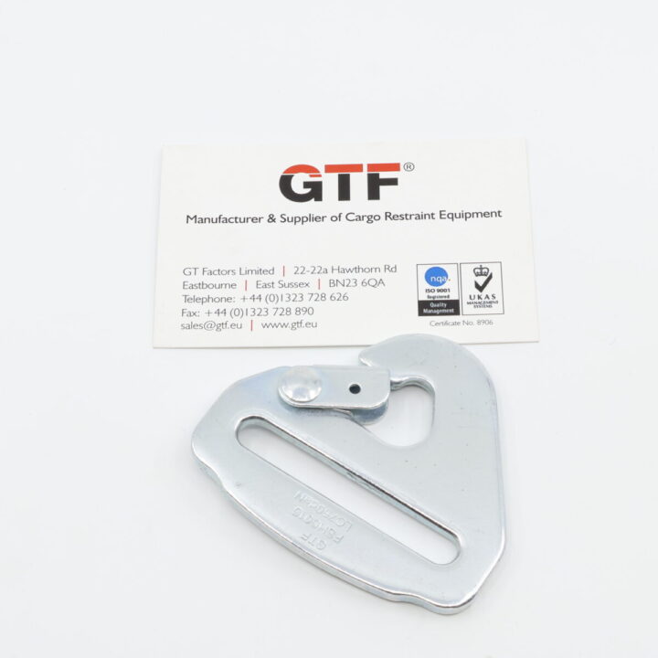 FSH5015 - 50mm, 1500kg Compact Flat Snap Hook - with Business Card for Scale