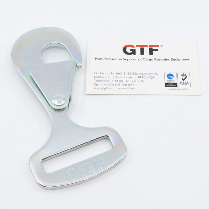 FSH5030 - 50mm, 3000kg Flat Snap Hook - with Business Card for Scale