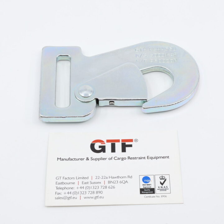 FSH4550 - 50mm, 4500kg Compact Flat Snap Hook - with Business Card for Scale