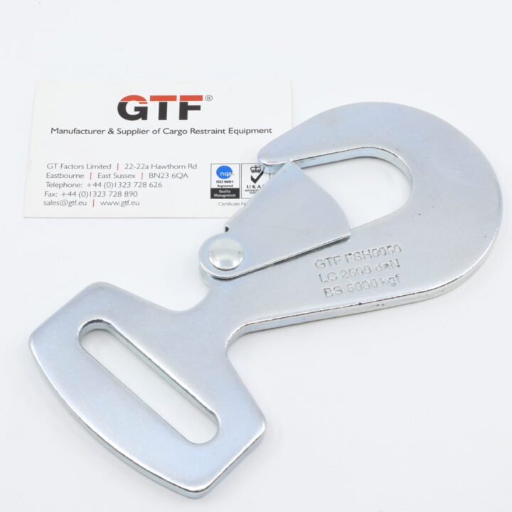FSH5050 - 50mm, 5000kg Flat Snap Hook - with Business Card for Scale