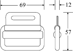 KBB5006 - Knurl Bar Buckle - Diagram