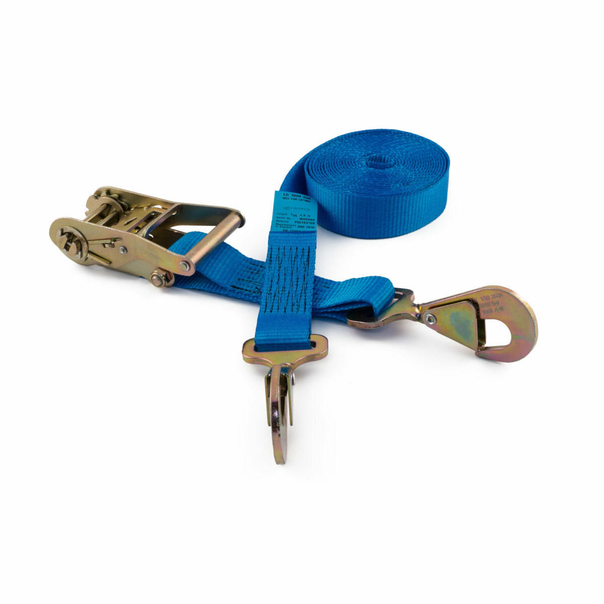35mm Ratchet Straps with Twisted Snap Hooks rated to 2000Kg